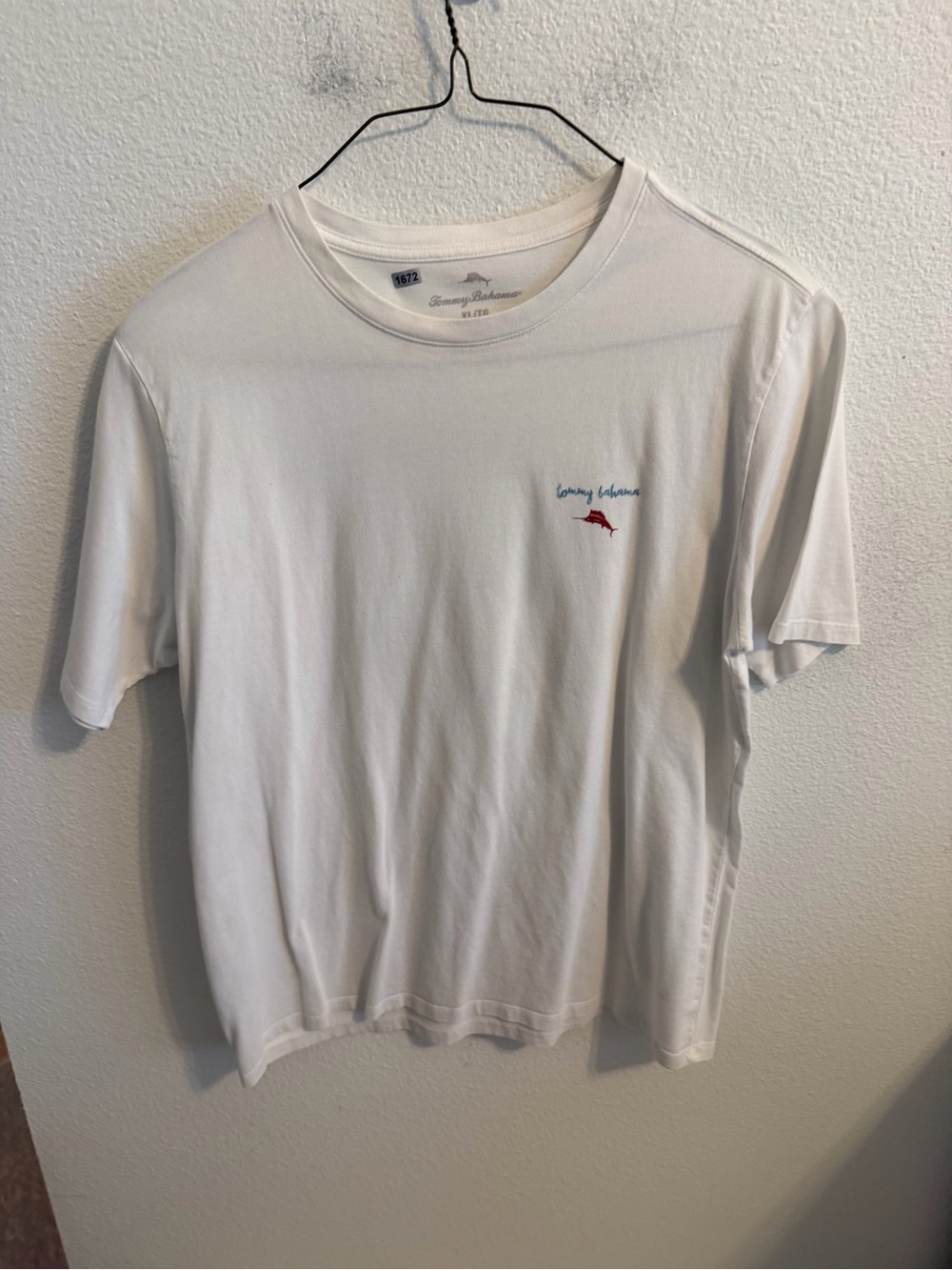 Tommy Bahama White Short-Sleeve Crewneck with Red Logo